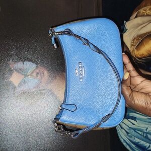 COACH Shoulder Bag Race Blue + Signature Canvas NWOT